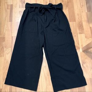 ANN TAYLOR Crop Paper Bag Wide Leg Black Pants 6P